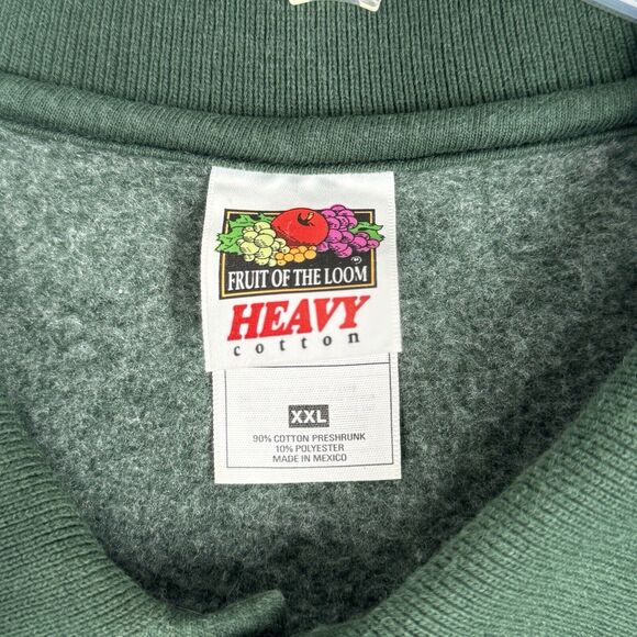 Fruit of Loom Shirt Mens XXL Green Henley Heavy Cotton Sweatshirt Casual Vintage - Picture 5 of 6
